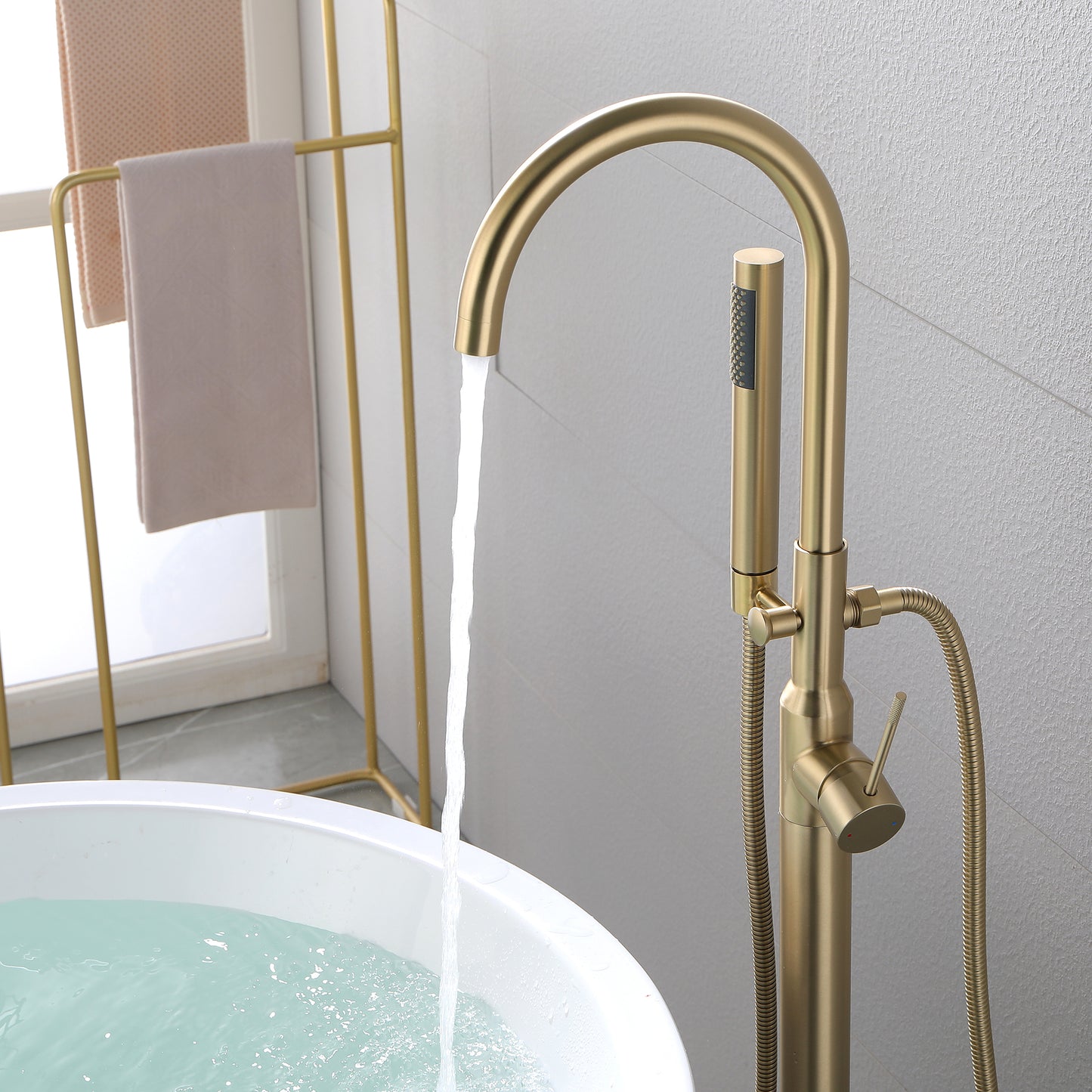 Single Handle Floor Mounted Clawfoot Tub Faucet