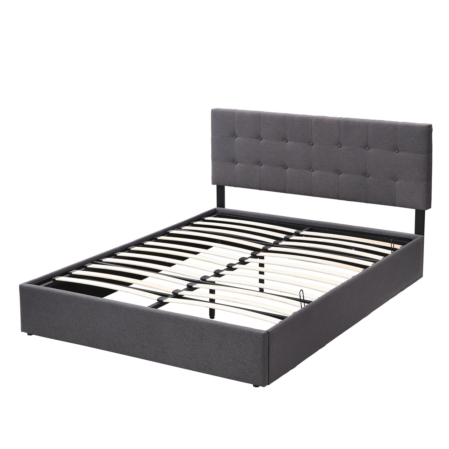 Full Size Upholstered Platform Bed with Underneath Storage Space,Gray