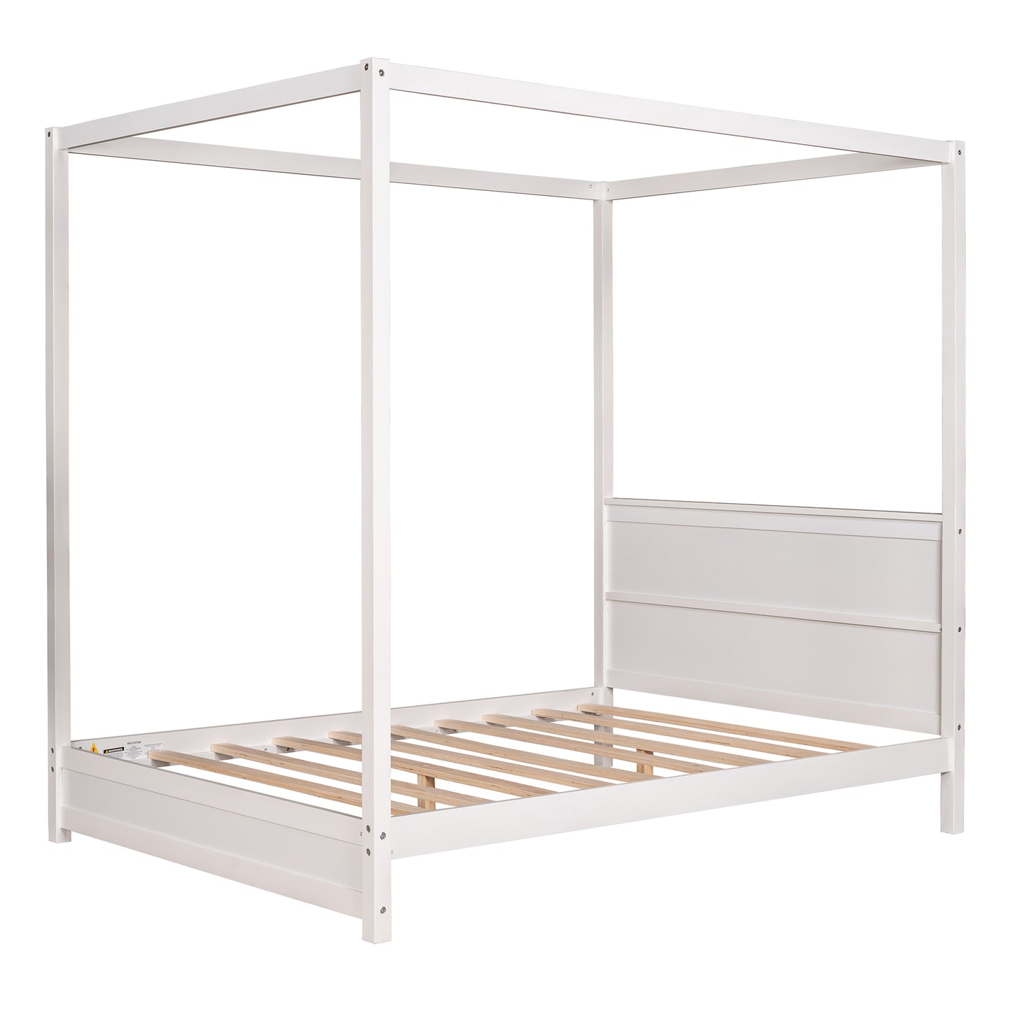 Full Size Canopy Platform Bed with Headboard and Support Legs,White