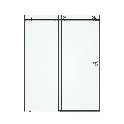 60 in. W x 76 in. HSliding Frameless Shower Door in Matte Black with Clear Glass