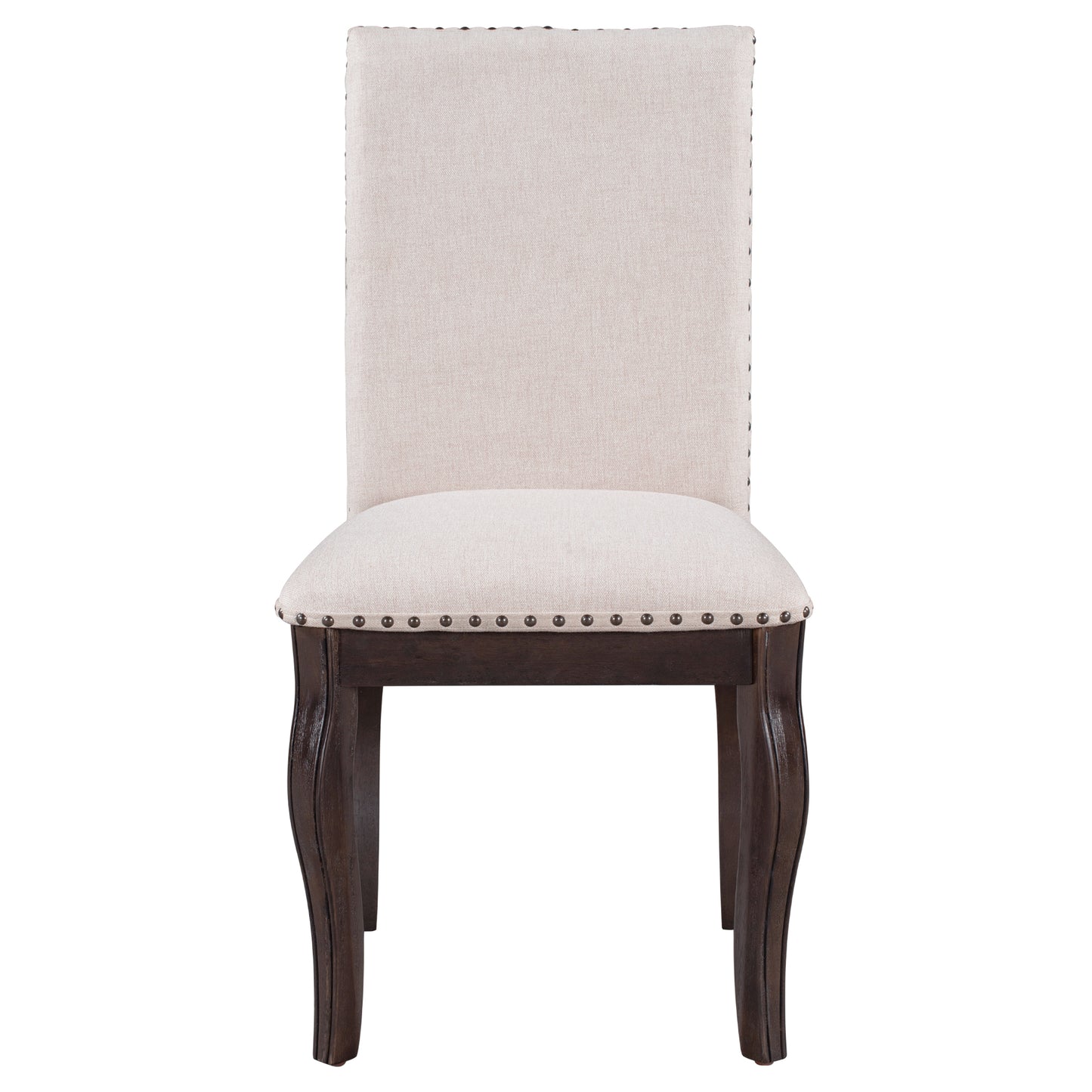 TREXM Set of 4 Dining chairs Wood Upholstered Fabirc Dining Room Chairs with Nailhead (Espresso)