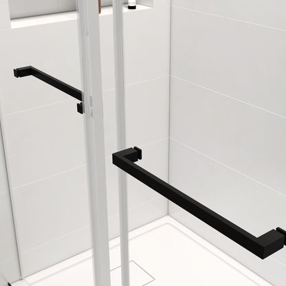 60*76" Double Sliding Frameless Shower Door Matte Black Without Buffer