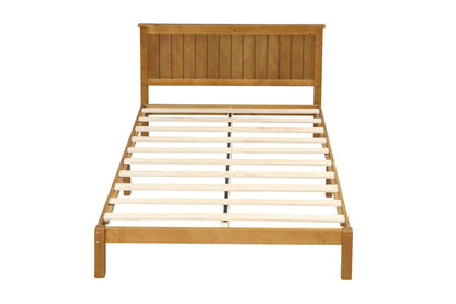 Platform Full Bed with Headboard,Light Brown