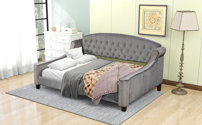 Modern Luxury Tufted Button Daybed,Full,Gray