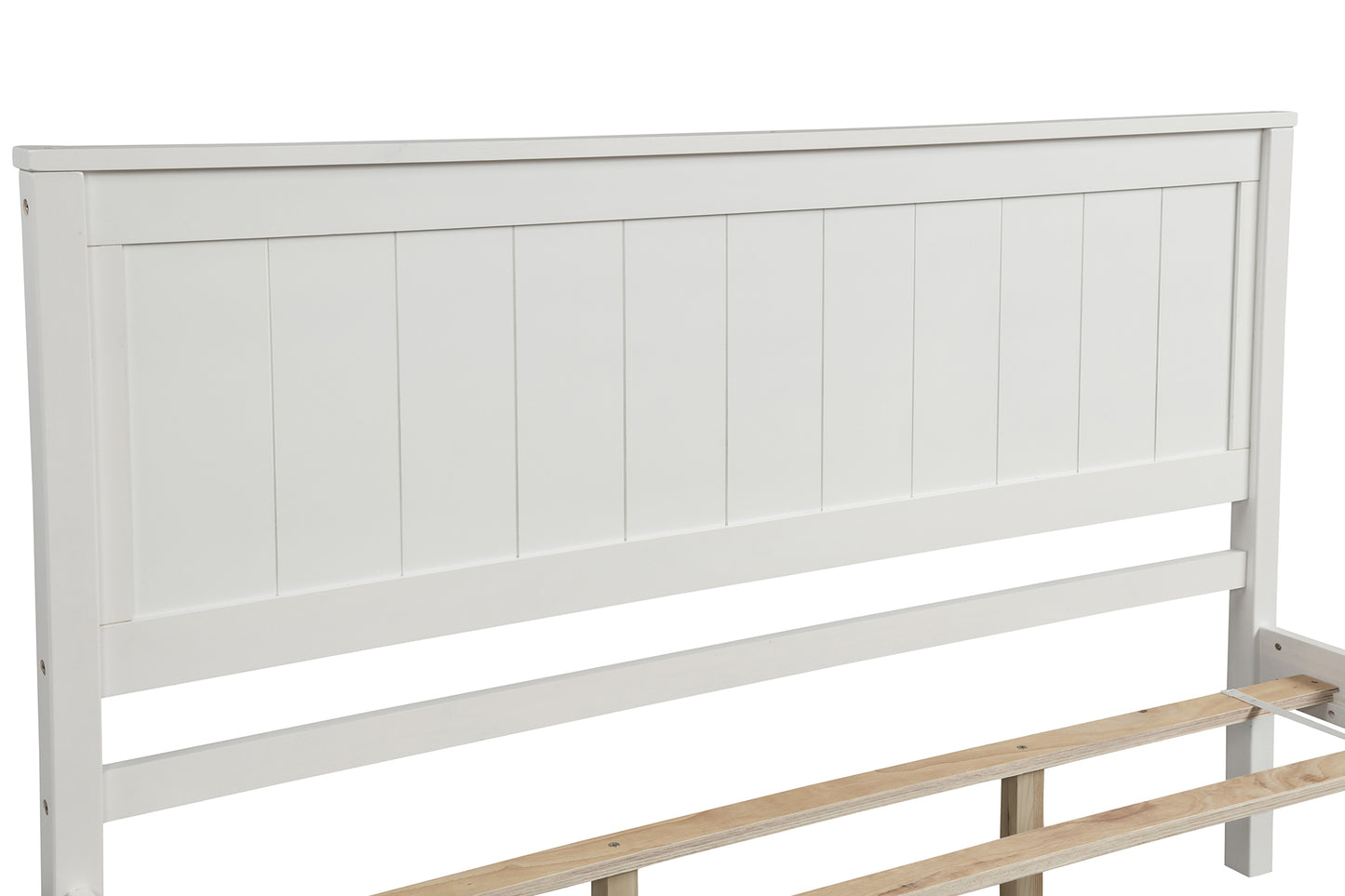 Platform Bed Frame with Headboard , Wood Slat Support , No Box Spring Needed ,Queen,White(OLD SKU:WF191420AAK)