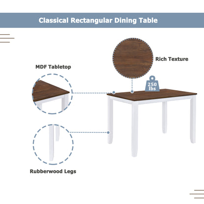 TOPMAX Rustic Minimalist Wood 5-Piece Dining Table Set with 4 X-Back Chairs for Small Places, White