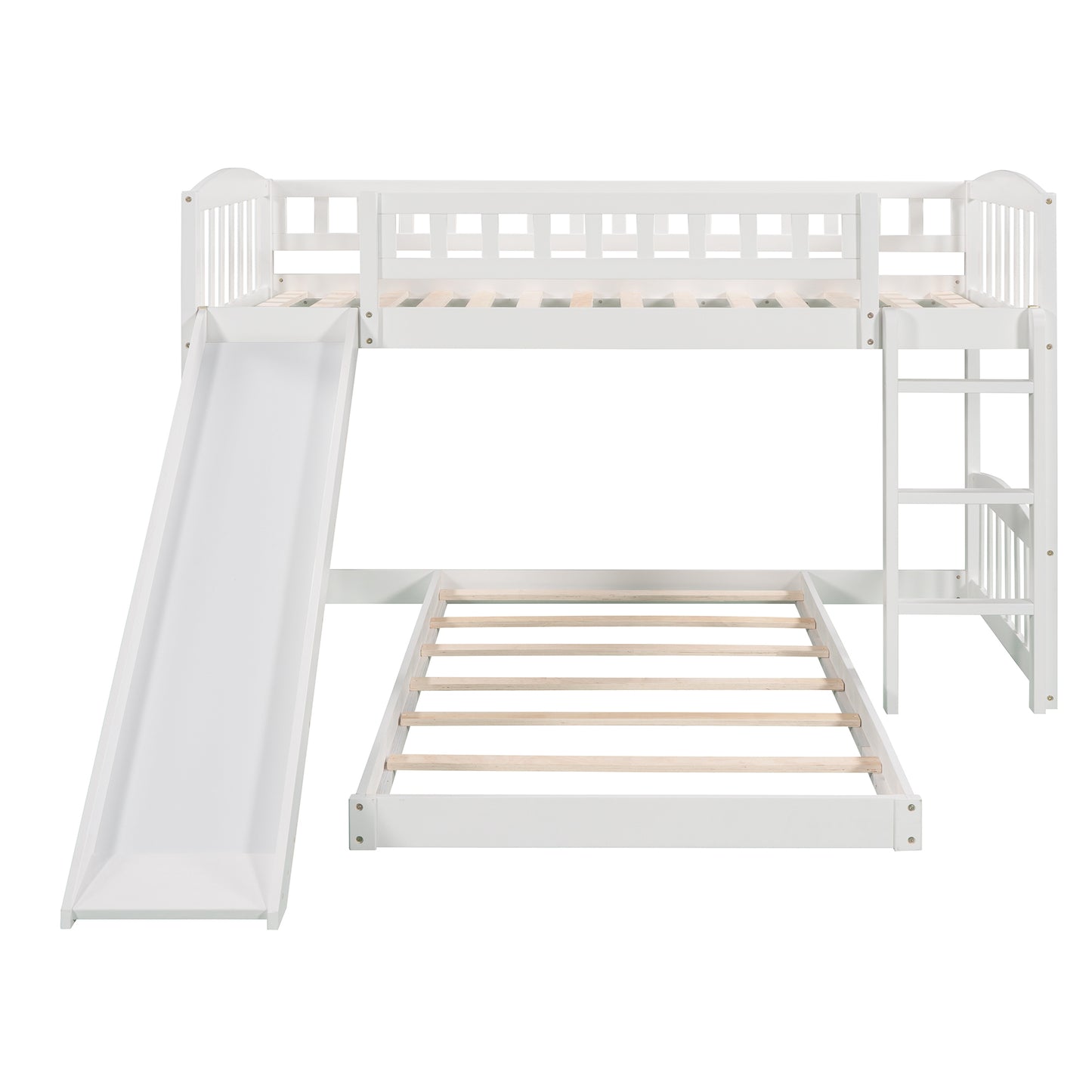 Twin Over Twin Bunk Bed with Slide and Ladder, White(OLD SKU :LP000514AAK)