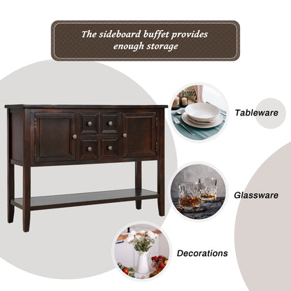 TREXM  Cambridge Series Buffet Sideboard Console Table with Bottom Shelf (Espresso)