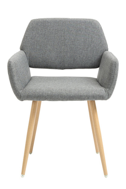 Fabric Upholstered Side Dining Chair with Metal Leg(Gray fabric+Beech Wooden Printing Leg),KD backrest