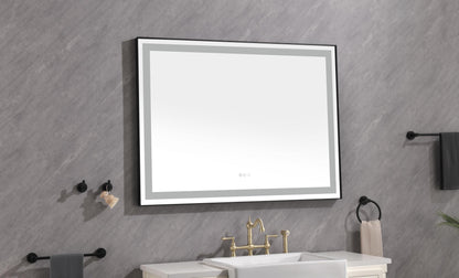 48*36 LED Lighted Bathroom Wall Mounted Mirror with High Lumen+Anti-Fog Separately Control