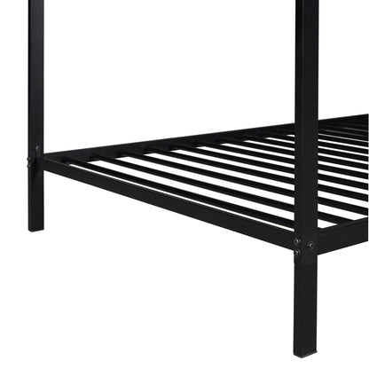 House Bed Frame Twin Size , Kids Bed Frame Metal  Platform Bed  Floor Bed for Kids Boys Girls No Box Spring Needed Black