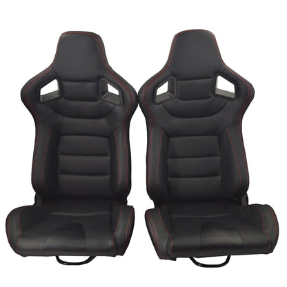 RACING SEAT  ALL BLACK SIMULATOR LEATHER WITH DOUBLE SLIDER 2PCS