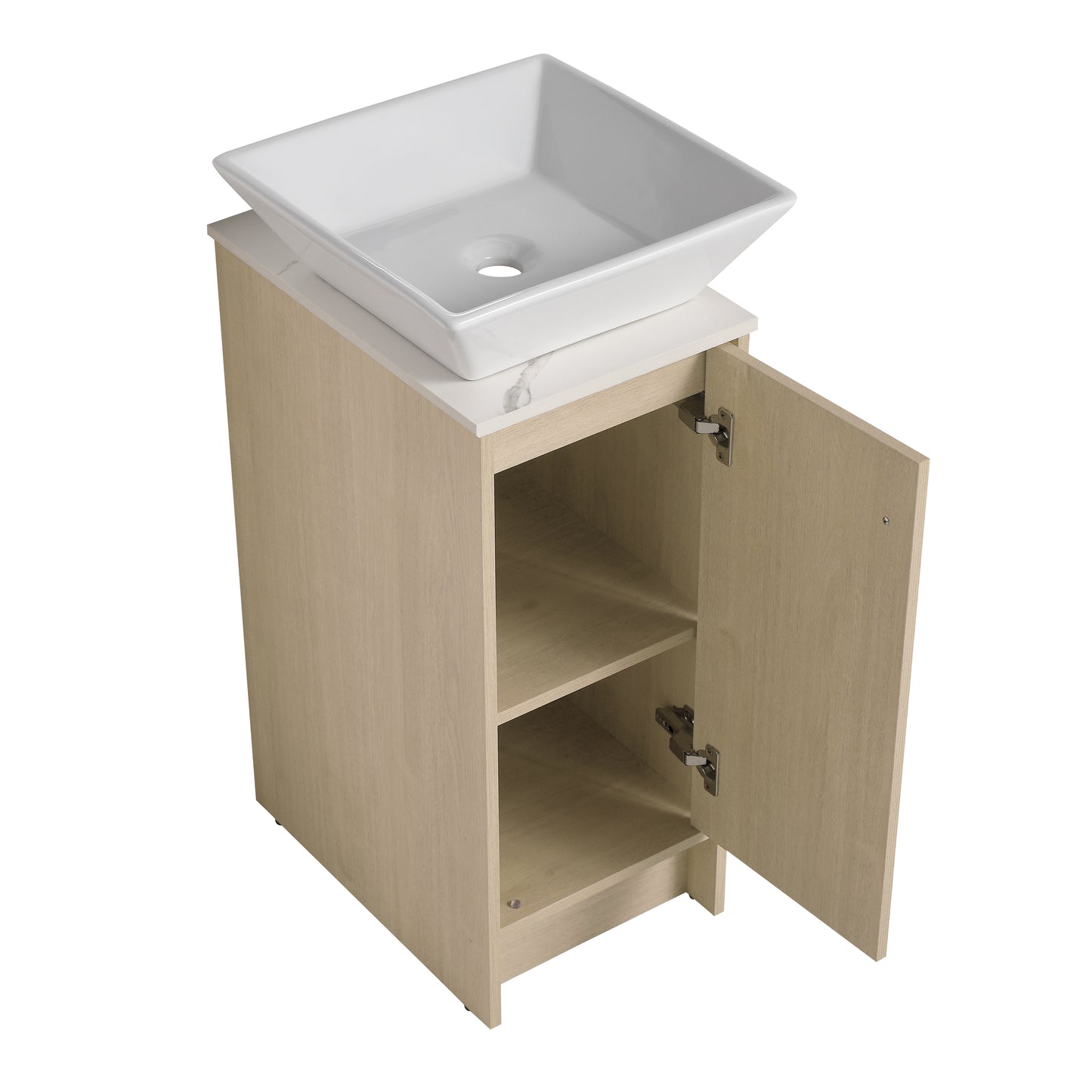 13" Bathroom Vanity with Sink, Freestanding Bathroom Vanity with Soft Close Door and Shelf（Top：BAB101MOWH）