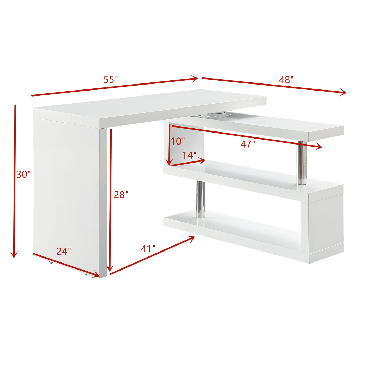 ACME Buck II Writing Desk, White Finish OF00017