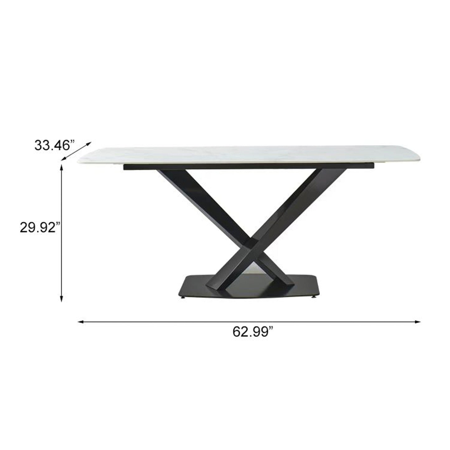 Sintered stone dinning table with 6 pcs Chairs ,Carrara white color , Modern Dinning table 63inch with solid black frame