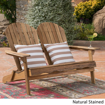 Outdoor Solid Wood Adirondack Loveseat Sofa Natural