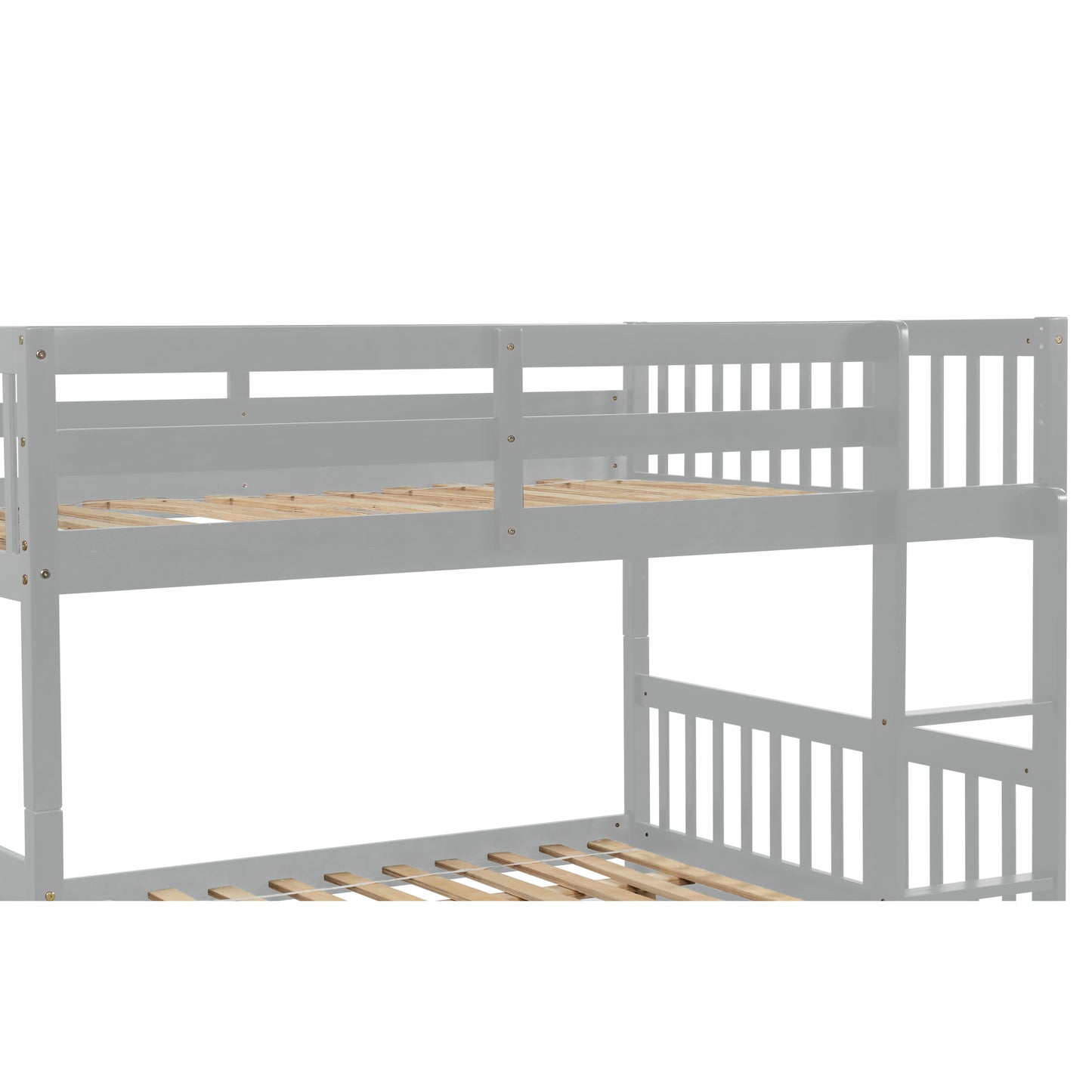 Full Over Full Bunk Bed with Trundle, Convertible to 2 Full Size Platform Bed, Full Size Bunk Bed with Ladder and Safety Rails for Kids, Teens, Adults,Grey (Old Sku:W504S00003)