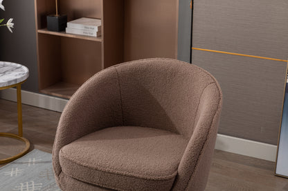 Soft Teddy Fabric Accent Armchair Dining Chair With Shining Electroplated Chrome Legs,Coffee Brown