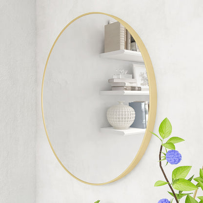 32" Wall Circle Mirror Large Round Gold Farmhouse Circular Mirror for Wall Decor Big Bathroom Make Up Vanity Mirror Entryway Mirror