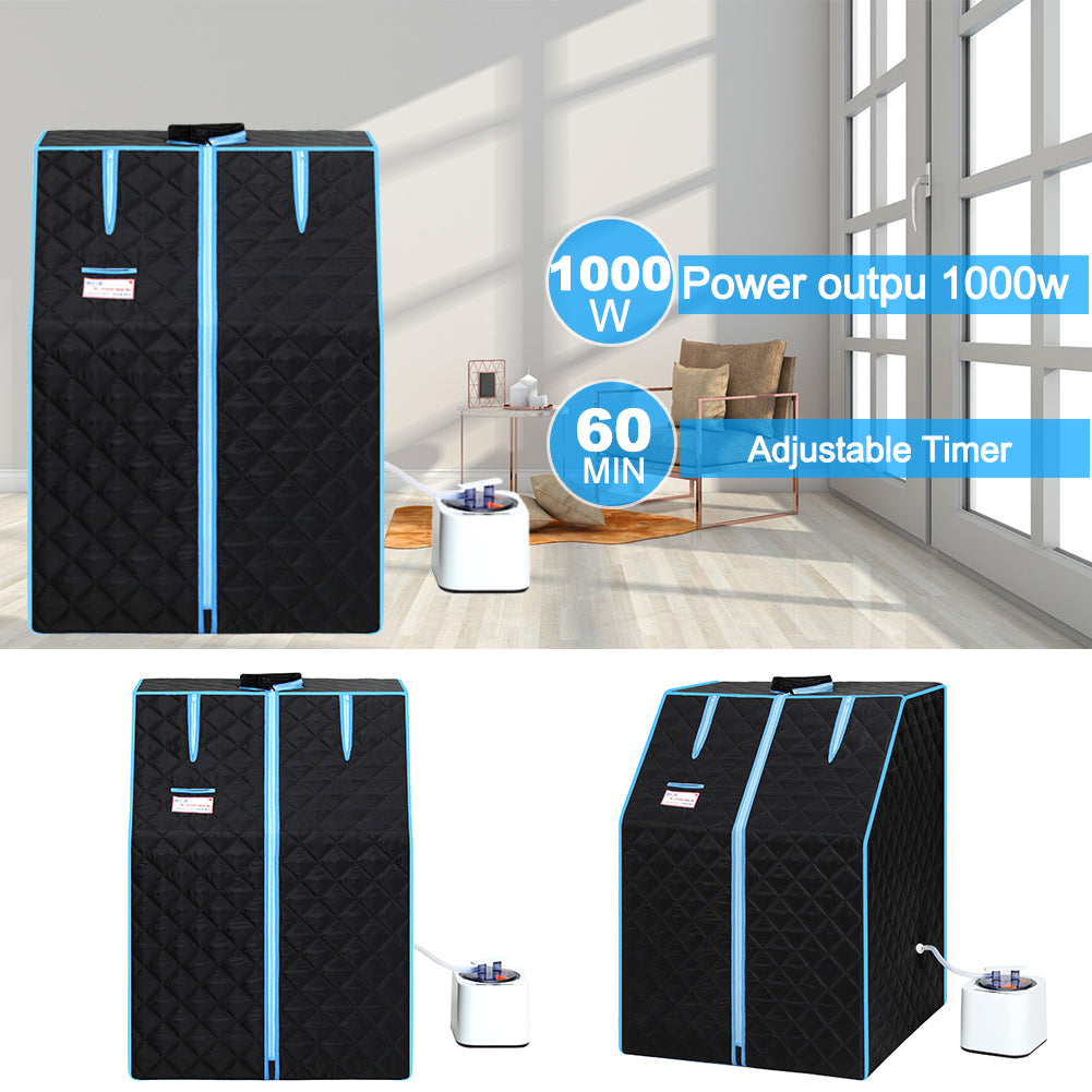 Portable Half body Black Steam Sauna Tent for Personal Relaxation, Detox and Therapy at home.PVC Pipe Connector Easy to Install.Fast heating with FCC Certification