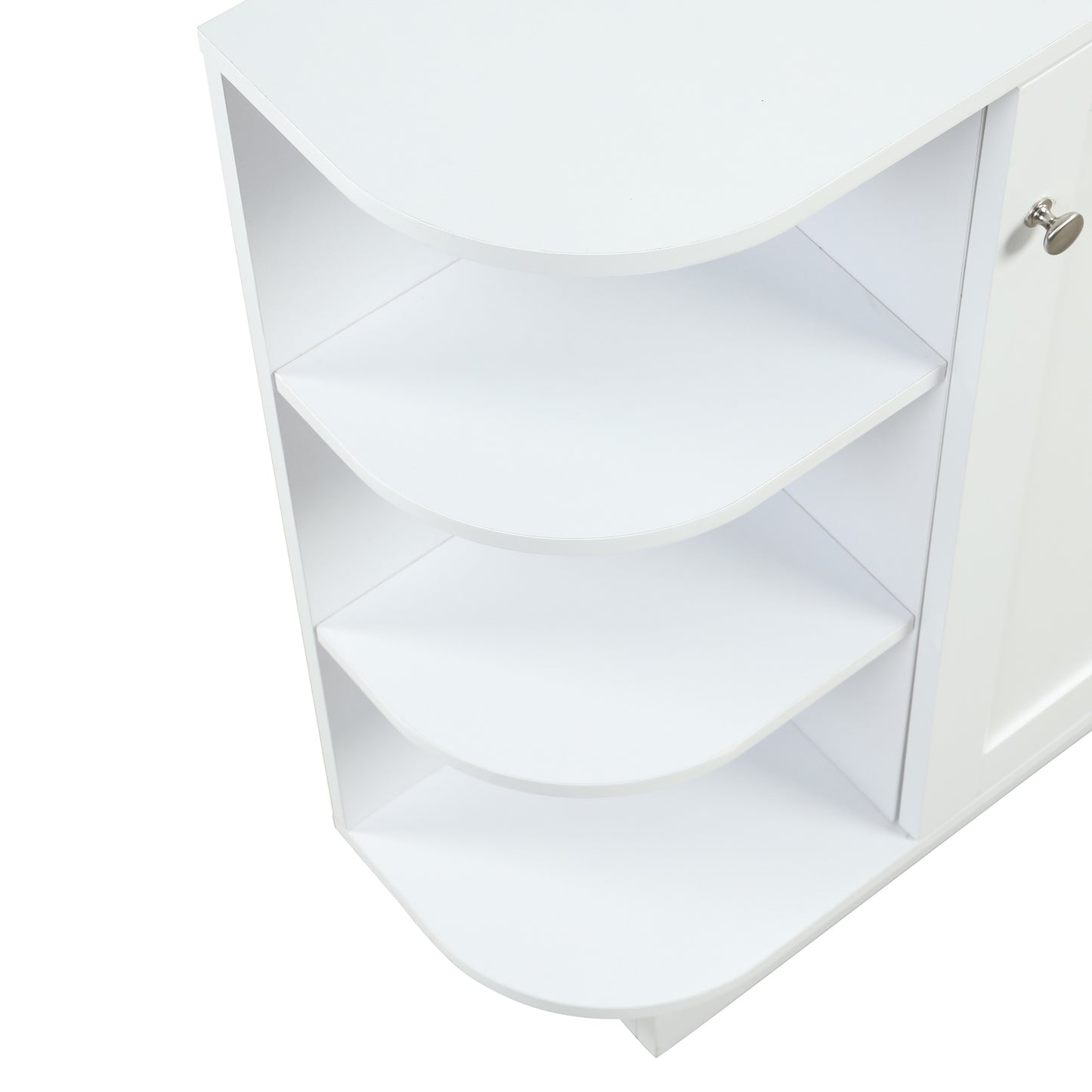 Open Style Shelf Cabinet with Adjustable Plates Ample Storage Space Easy to Assemble, White