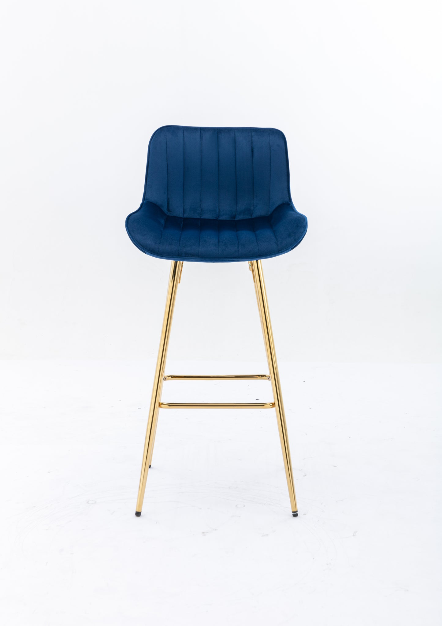 26 Inch Set of 2 Bar Stools,with Steel Frame Footrest Velvet Fabric Golden Leg Simple Bar Stool,BLUE