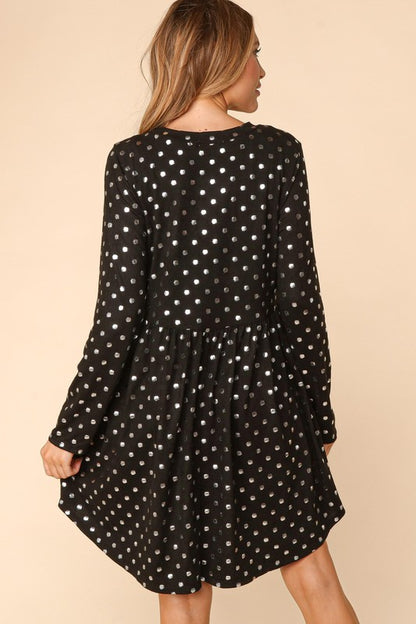 PLUS DOT FOIL BABYDOLL HACCI KNIT DRESS