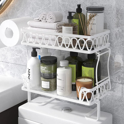 Stacking Shower Caddy Shelf Toilet Rack 2 Layer Bathroom Organizer Metal Storage Shelfl White