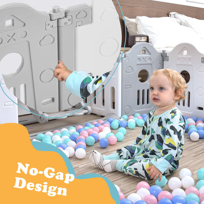 Baby Playpen for Toddler, Kids Activity Center with Freestanding Baby Swing and Slide Playset Safety Large Play Yard Home Indoor & Outdoor Safety Gates Foldable Play Pens with Game&Swing&Slide