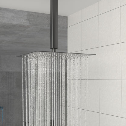 16" Rain Shower Head Systems, Matte Black,Ceiling Mounted shower