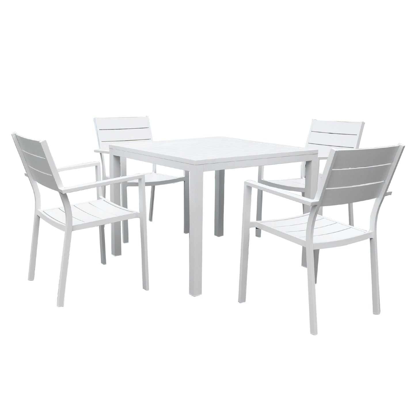 4 Pieces Outdoor Dining Chairs Aluminum Patio Stackable Dining Chairs for Deck or Indoor, Weather-Resistant No Assembly, White