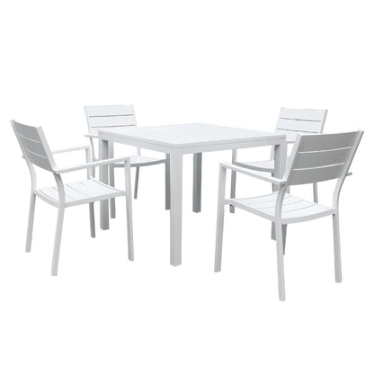 Outdoor Dining Table 36.61''L x 36.61''W Aluminum Patio Square Dining Table for 4 Person Perfect for Deck Garden Backyard, White