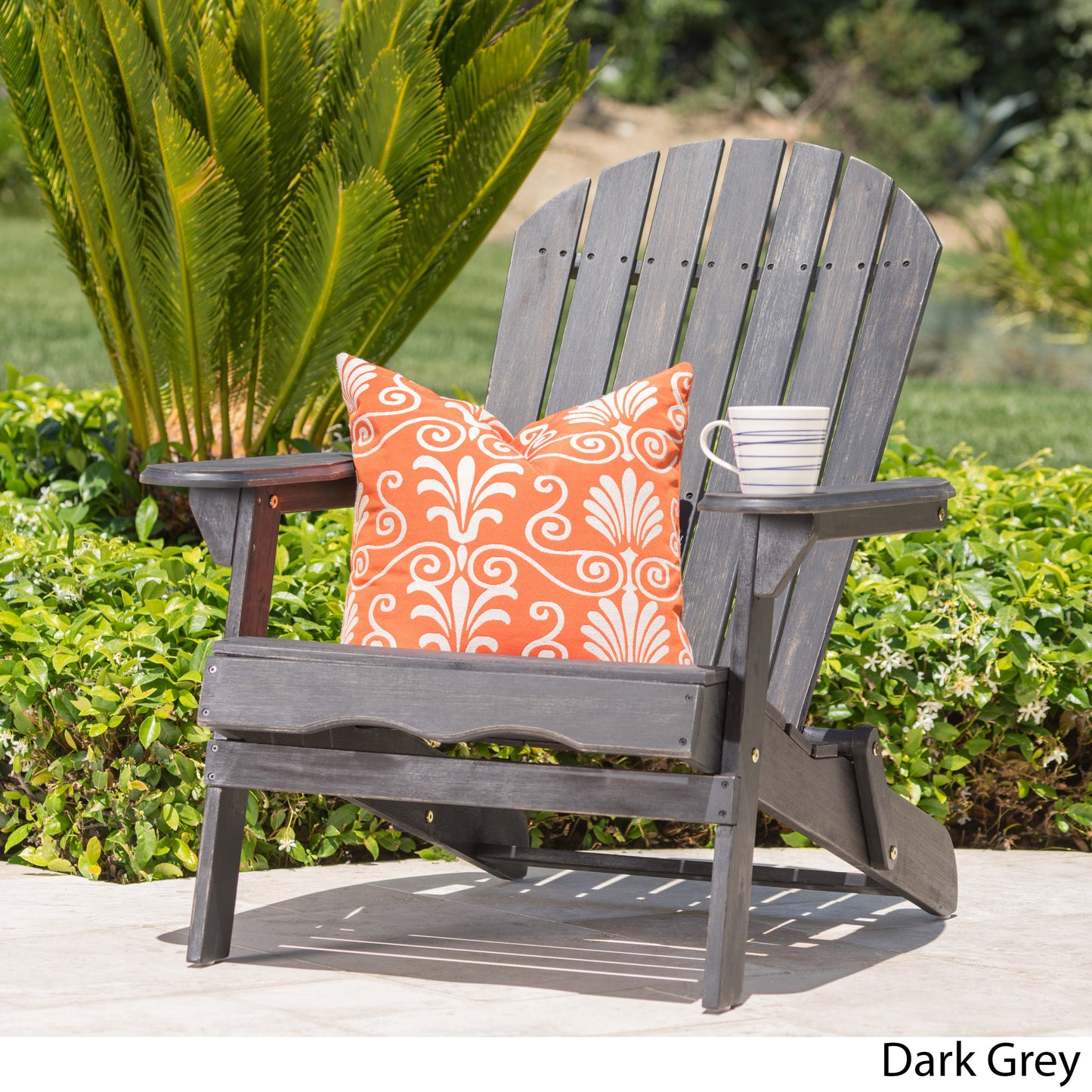 Outdoor Solid Wood Foldable Adirondack DARK GREY Chair