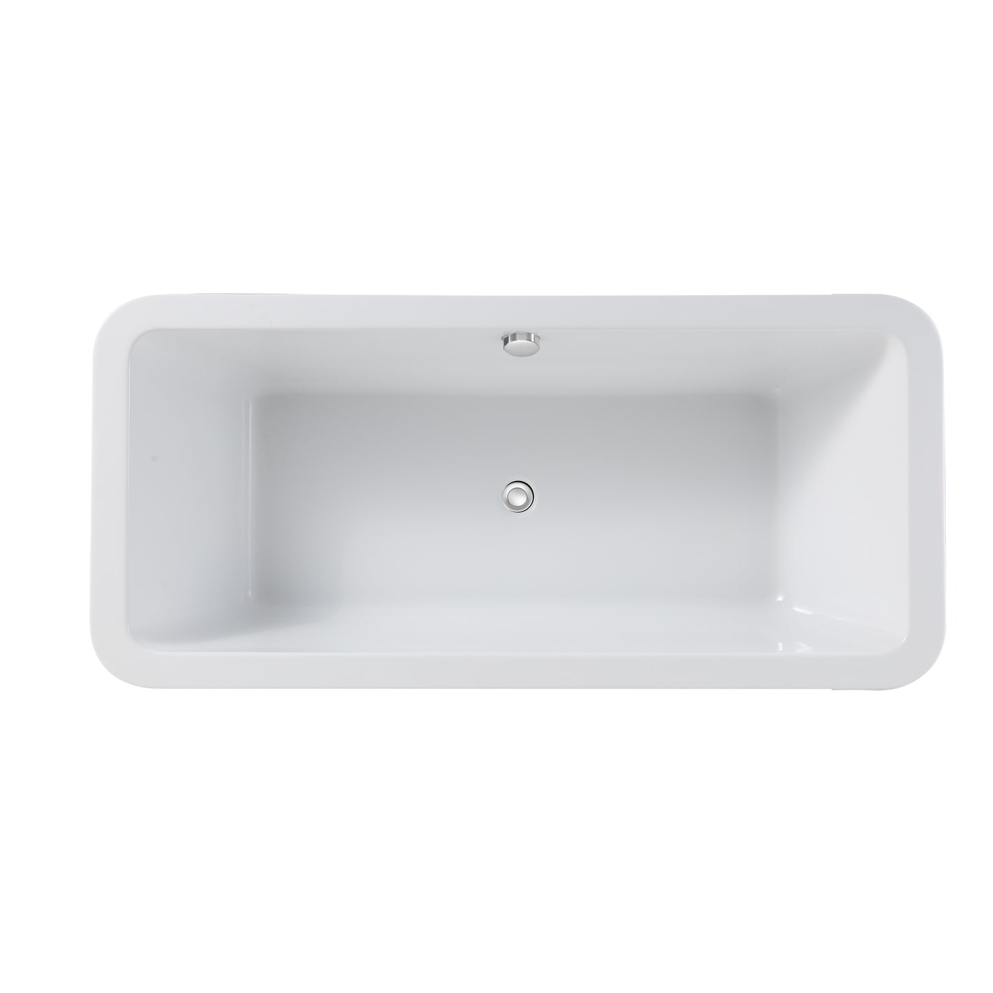 67" Acrylic Art Freestanding Alone White Soaking Bathtub with Brushed Nickel Overflow and Pop-up Drain