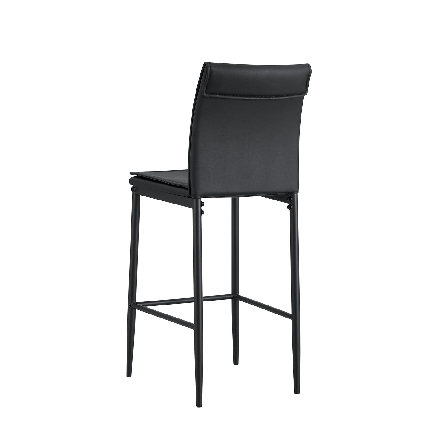 Black Leather Barstool Dining Counter Height Chair Set of 2