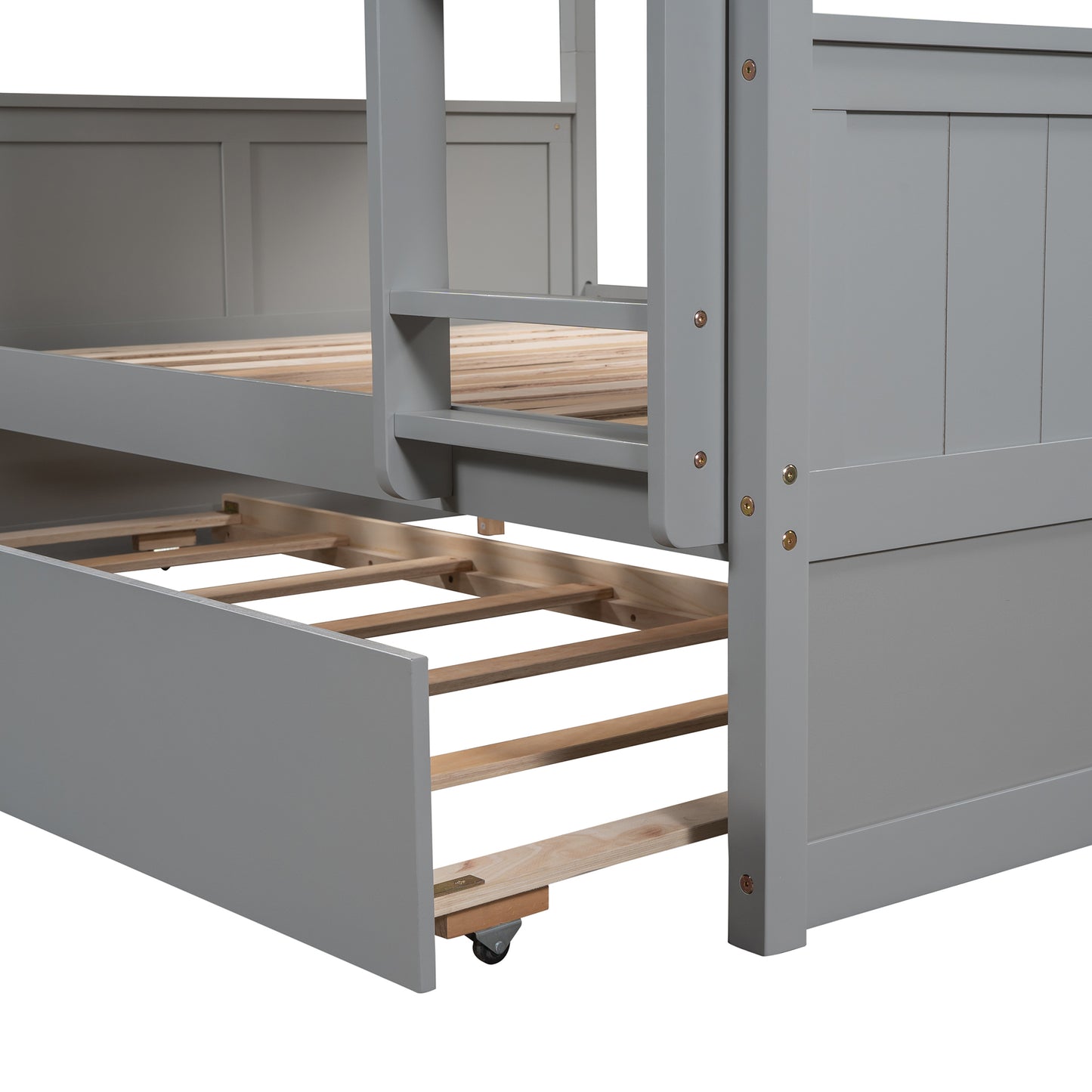 Full Over Full Bunk Bed with Twin Size Trundle, Gray ( old sku: LP000250AAE )