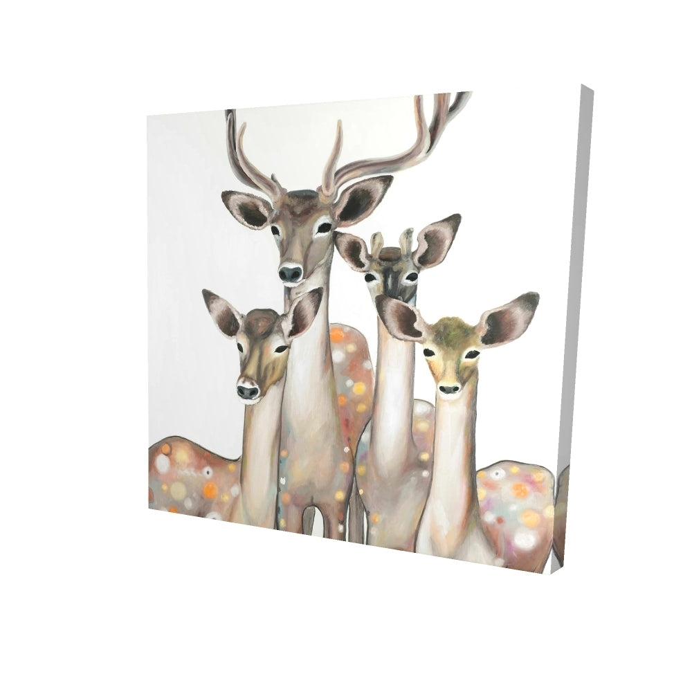 Group of abstract deers - 16x16 Print on canvas