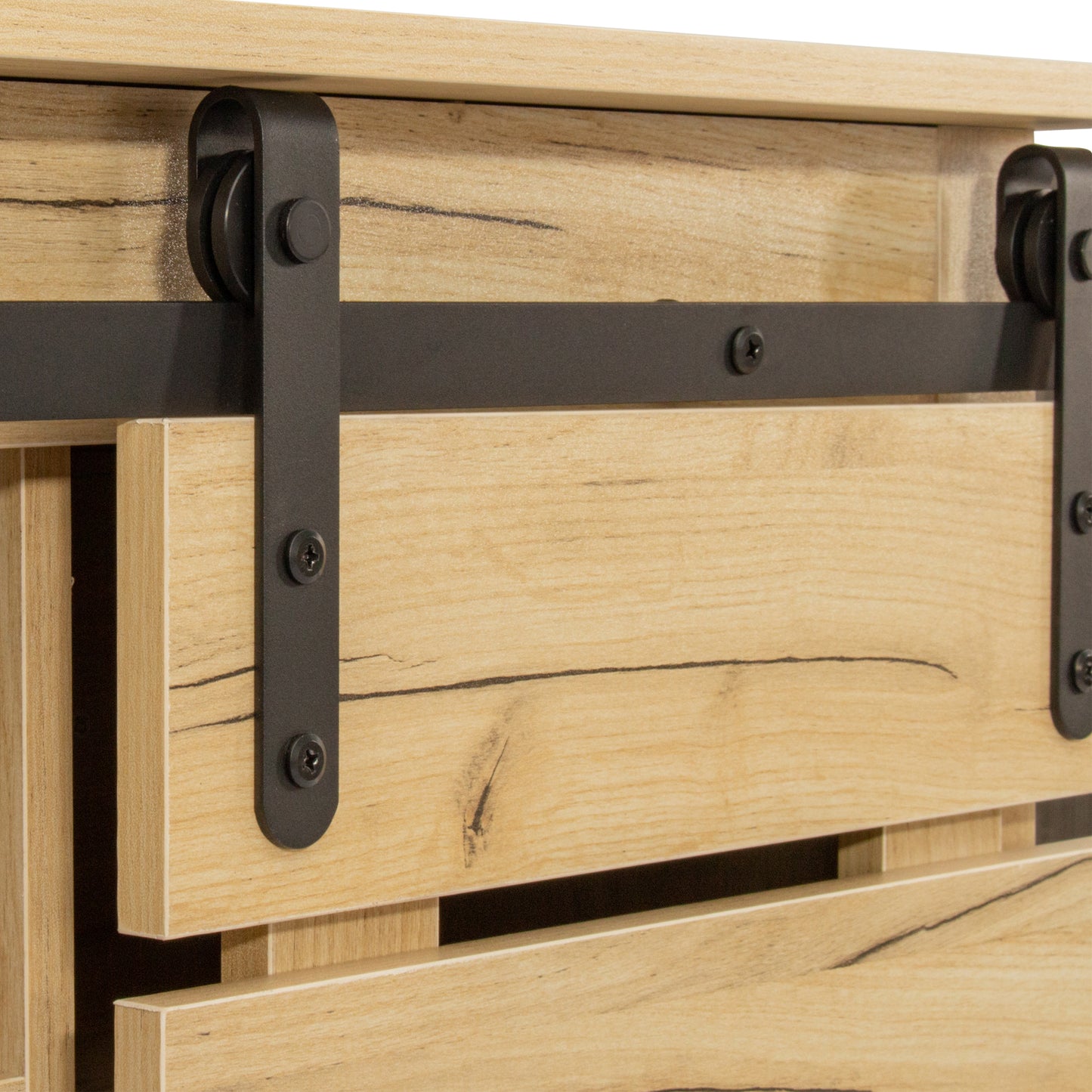 Side Cabinet Buffet Sideboard with Sliding Barn Door and Interior Shelves