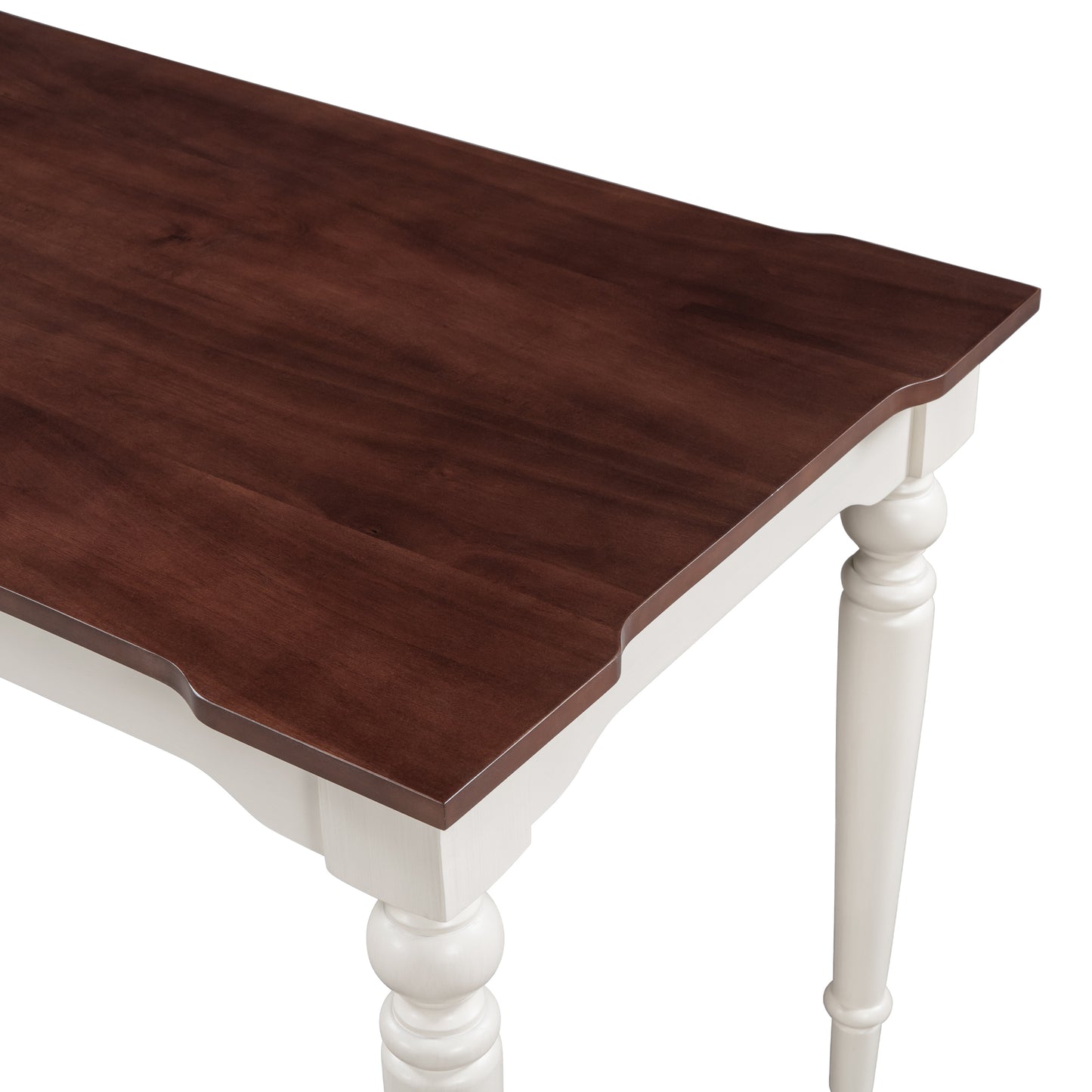 TOPMAX Wood Retro Classical Dining Table, Cherry Top+White Legs