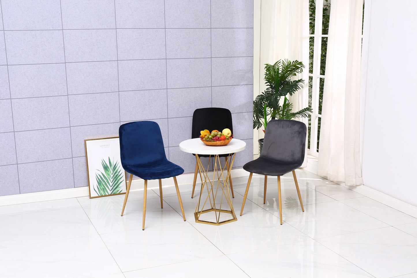 Dining Chair 4PCS（BLACK），Modern style，New technology，Suitable for restaurants, cafes, taverns, offices, living rooms, reception rooms.Simple structure, easy installation.