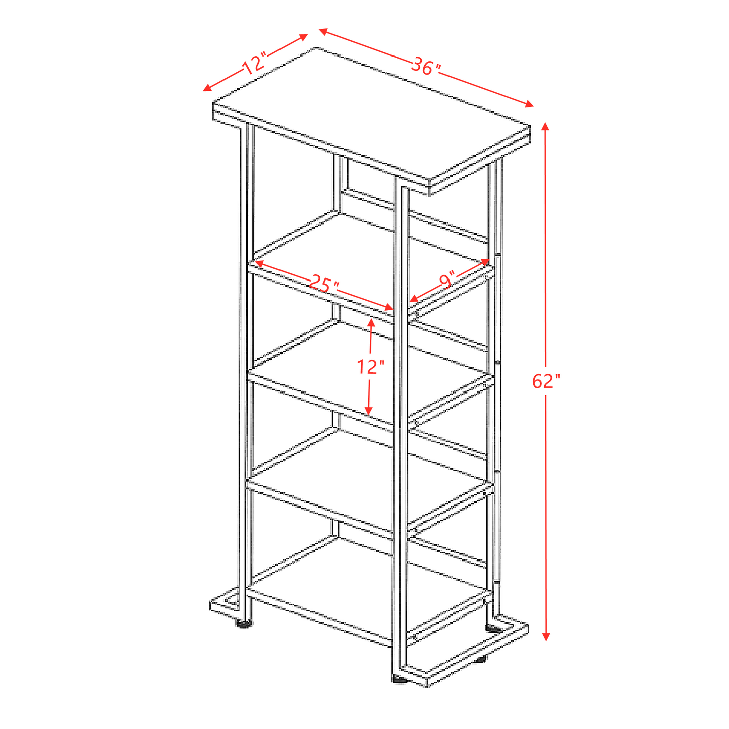 ACME Visage Bookcase, White Printed Faux Marble & Chrome 92937