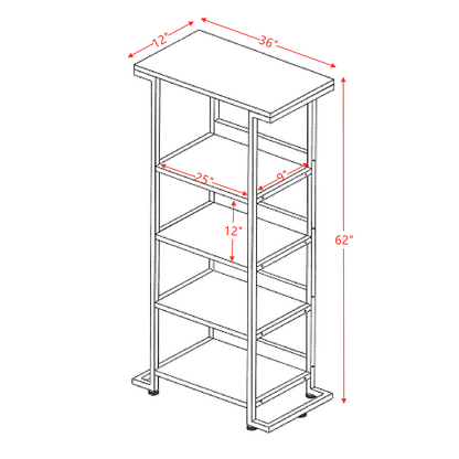 ACME Visage Bookcase, White Printed Faux Marble & Chrome 92937