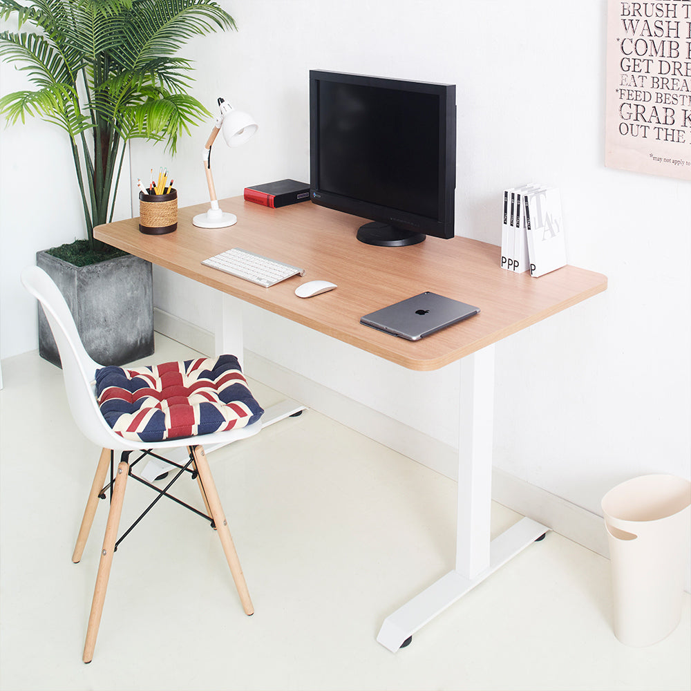 Gauss Contemporary Wood and Metal Computer Desk in Maple