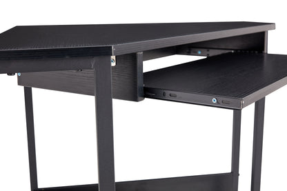 Triangle Computer Desk,Corner Desk With Smooth Keyboard Tray& Storage Shelves ,Compact Home Office,Small Desk With Sturdy Steel Frame As Workstation For Small Space,BLACK,28.34''L 24''W 30.11''H