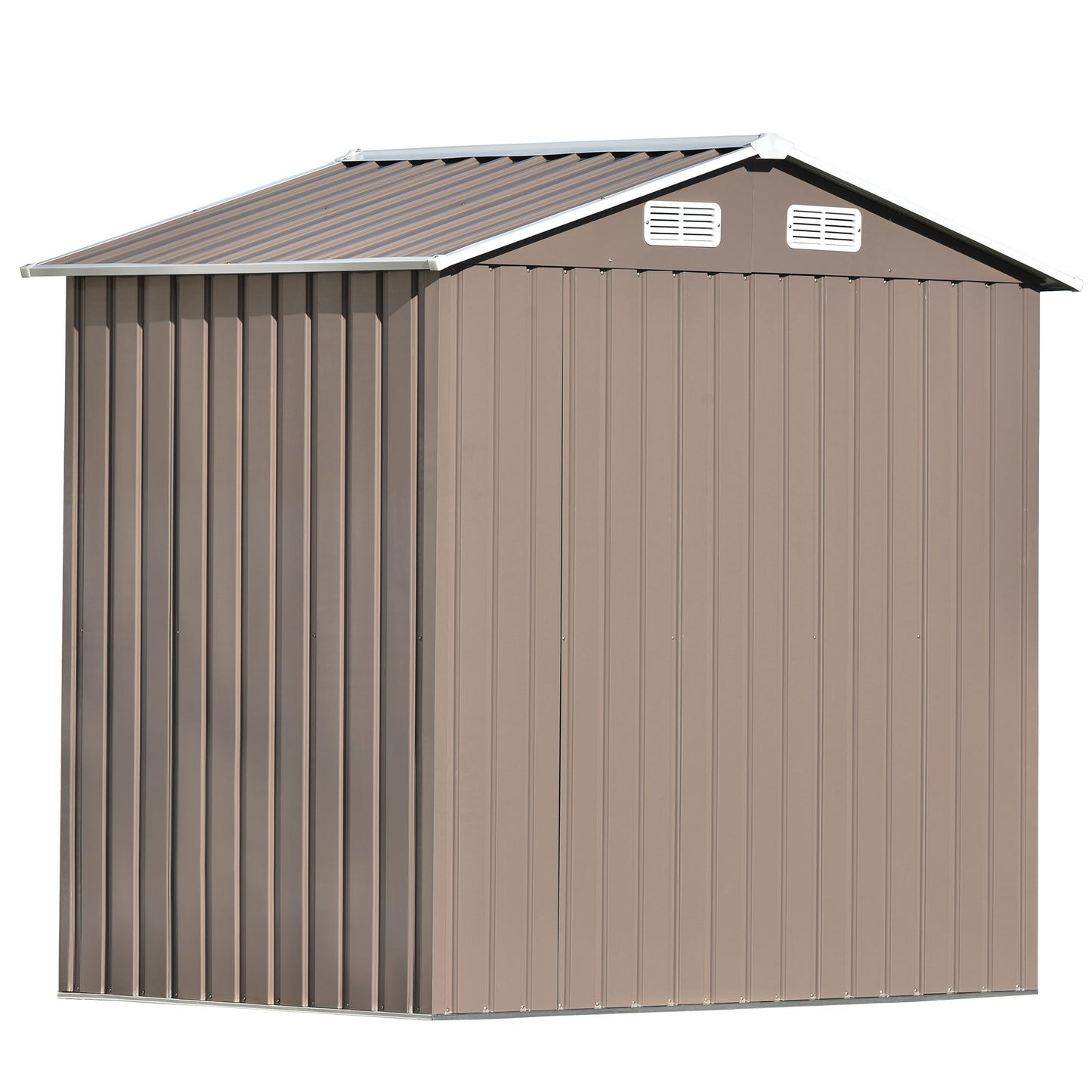 TOPMAX Patio 6ft x4ft Bike Shed Garden Shed, Metal Storage Shed with Lockable Door, Tool Cabinet with Vents and Foundation for Backyard, Lawn, Garden, Brown