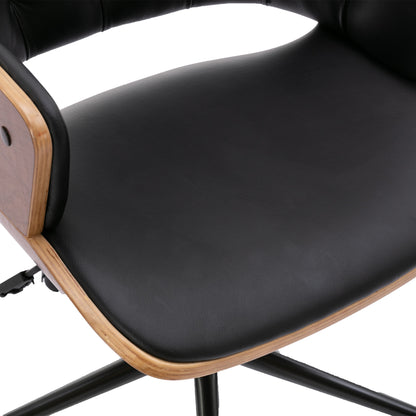 HengMing Bentwood Adjustable Office Chair , black PU Leather Upholstery and black foot