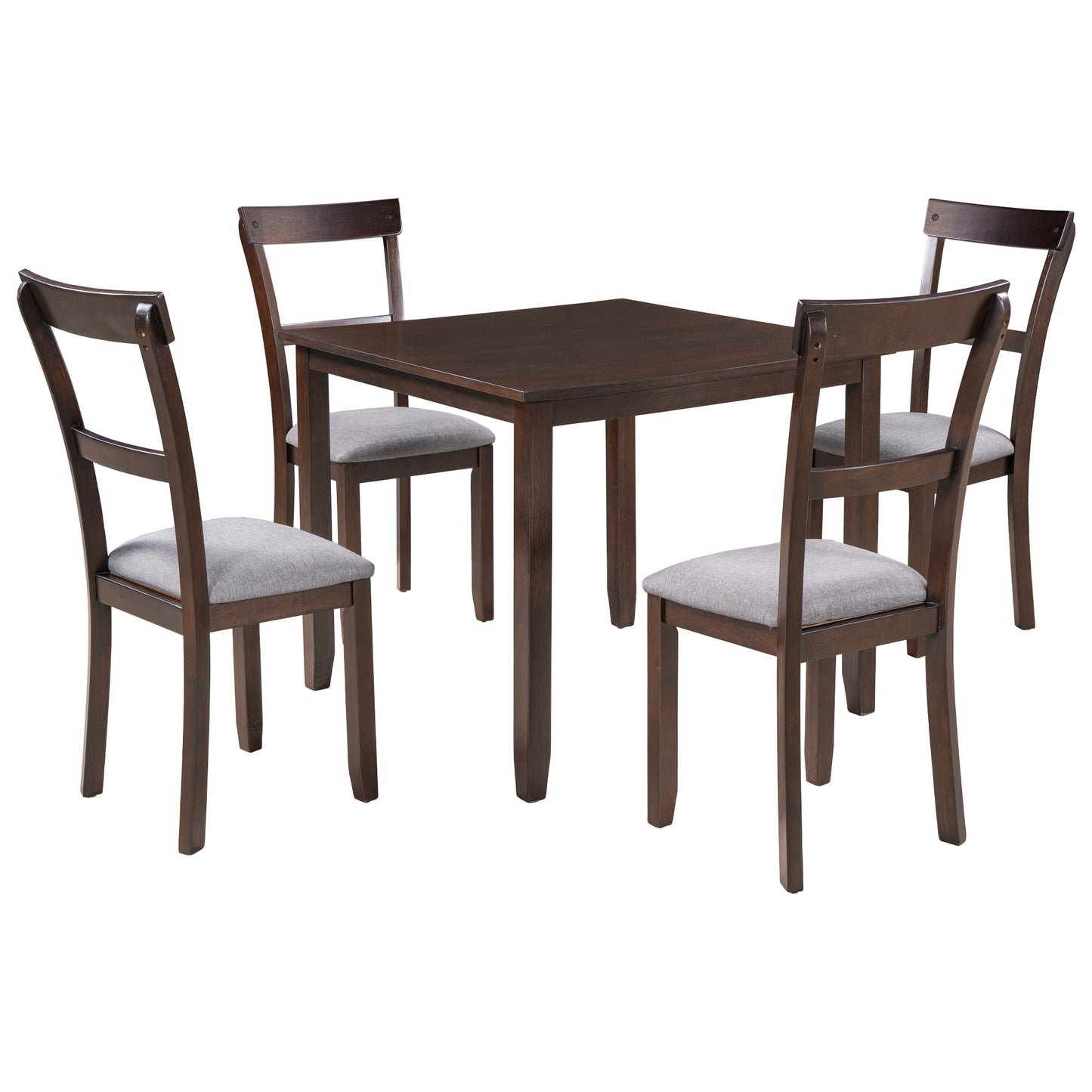 TREXM 5 Piece Dining Table Set Industrial Wooden Kitchen Table and 4 Chairs for Dining Room (Espresso)