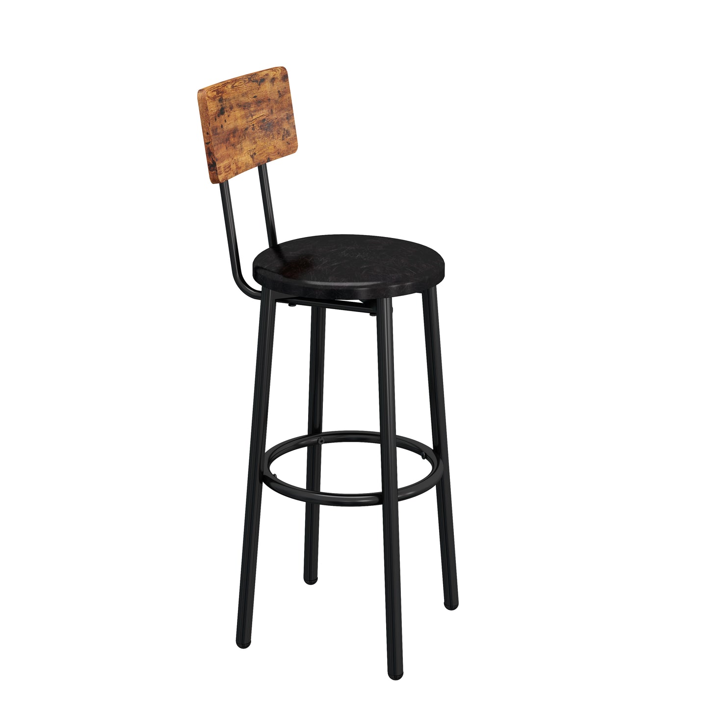 Bar Table Set with 2 Bar stools PU Soft seat with backrest (Rustic Brown,43.31’’w x 15.75’’d x 23.62’’h)