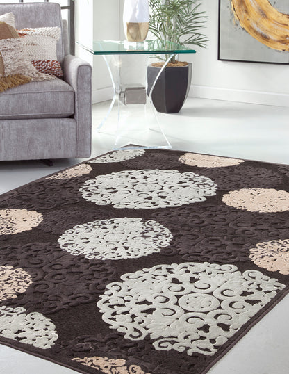 Dante Charcoal/Ivory/Lt. Blue Area Rug 5x8