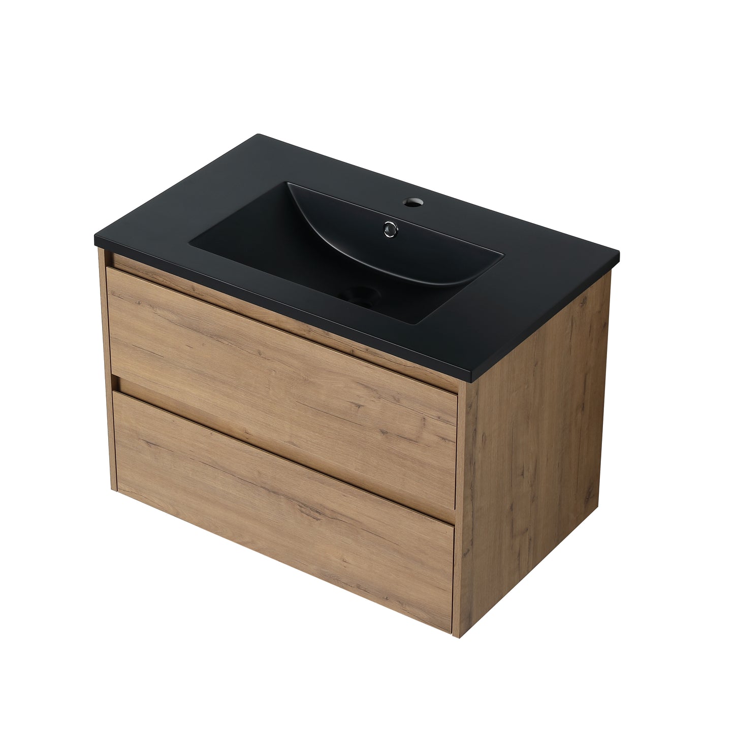 Modern Floating Bathroom Vanity 30 Inch,With Black Resin Basin,30x18